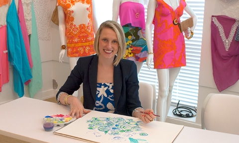 Caroline Boyk working on her designs