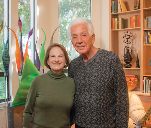 Dr. Richard Basch and his wife, Barbara pose for a photo in their home in 2009, following the announcement they would donate their extensive art glass collection to Ringling College.