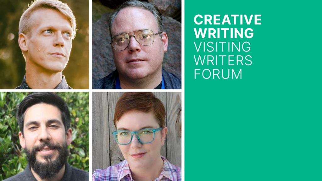 Ringling College’s Creative Writing spring Visiting Writers Forum guest speaker line-up. Clockwise from top-left: Cooper Levey-Baker, Ken Hite, Sarah N. Fisk, and Ryan Rivas