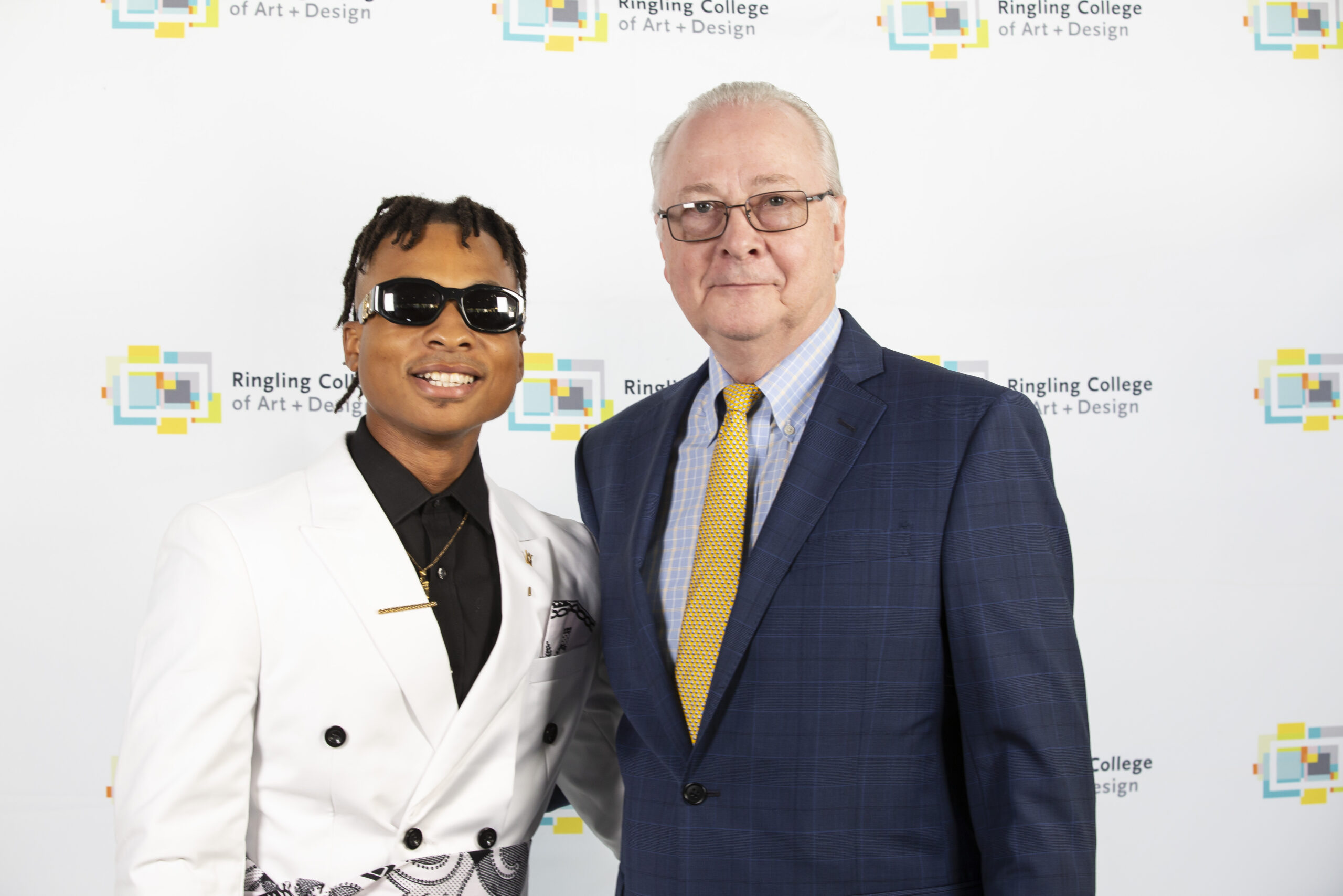 Host Wilderly Mauricette ’24, Film, with Vice President of Academic Affairs Dr. Peter McCalister, who opened the event and announced the President’s Award in place of Dr. Thompson.