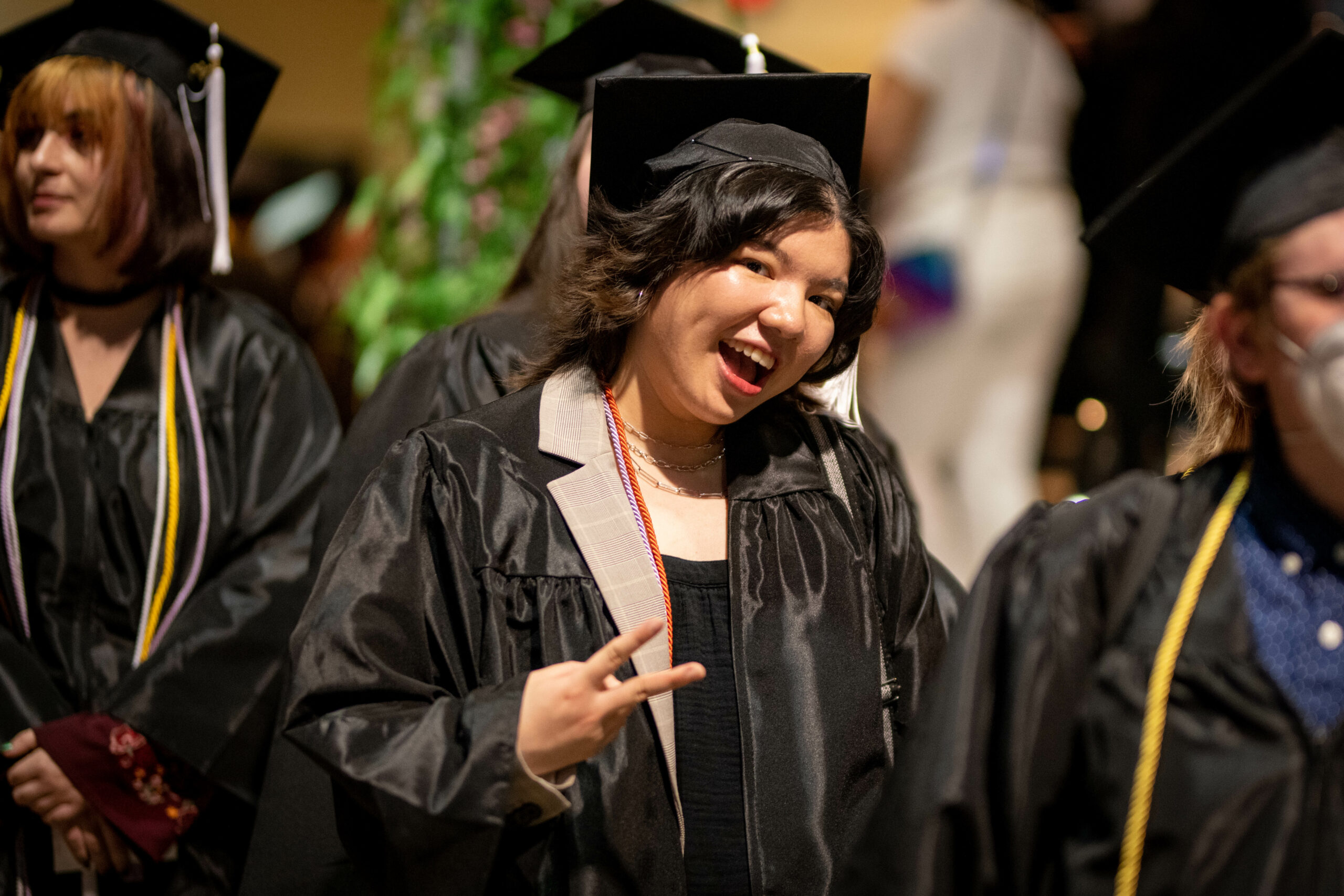 Students wore various colored cords in honor of their exceptional talent, leadership, and contributions to the College community and in recognition of various other attributes including military service and academic honors.