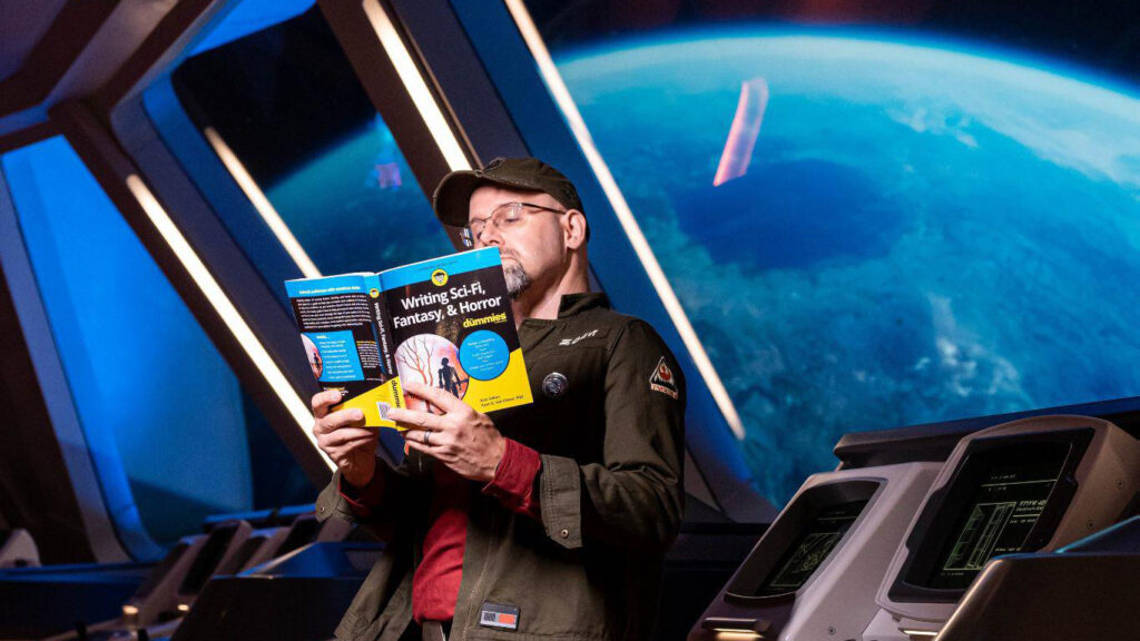 Ringling faculty Rick Dakan aboard a Star Wars Galactic Starcruiser at Disney World.