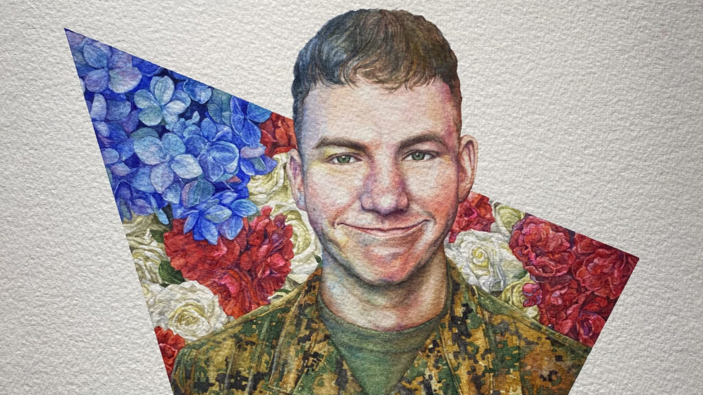 Painting of a U.S. Marine for the Ringling College exhibition War Paint.