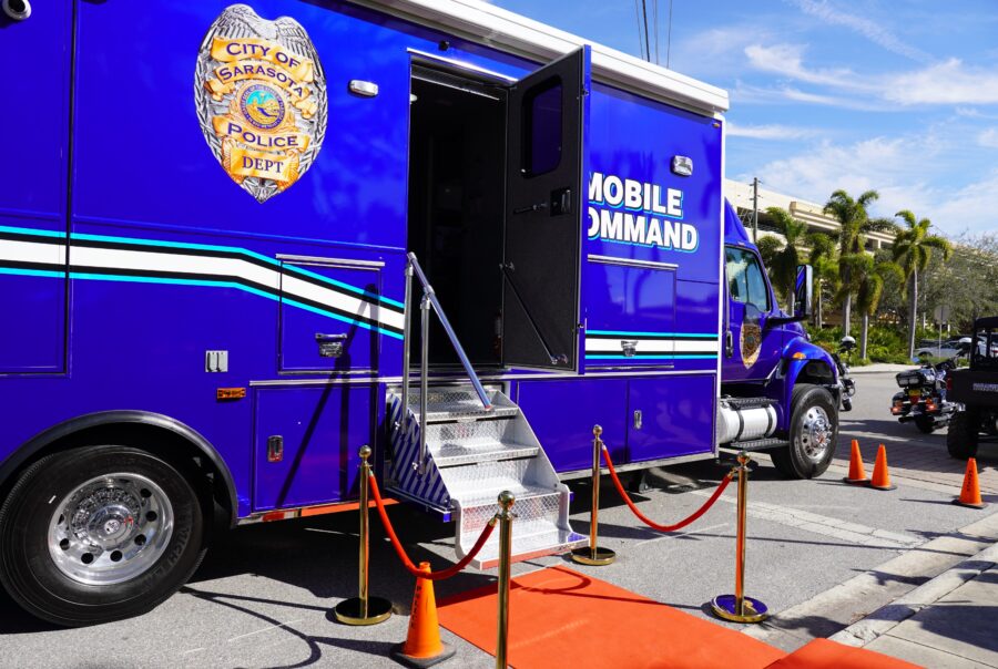 The unveiling of the mobile unit wrap.