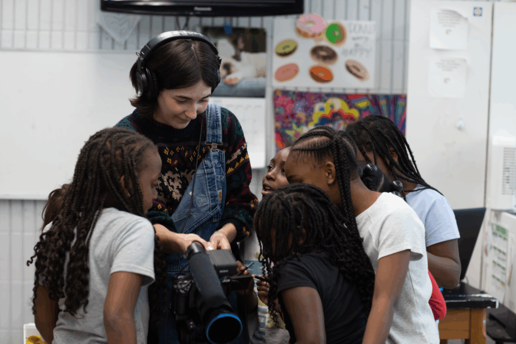 Kirk on the set of the Girls Inc. promo video.