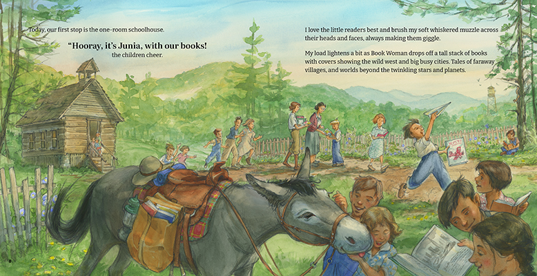 Two page spread from children's book