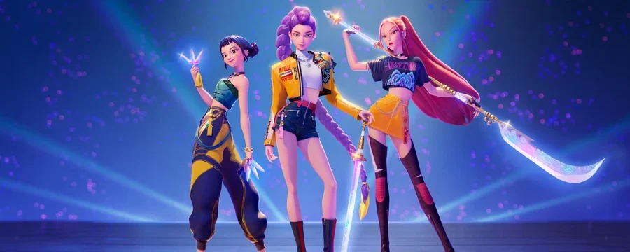 KPop Demon Hunters' Rumi, 2C, Mira, and Zoey.