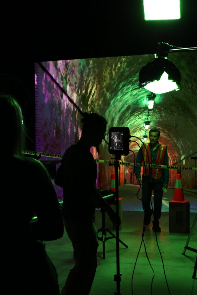 Very dark working set with green and purple LED screen.