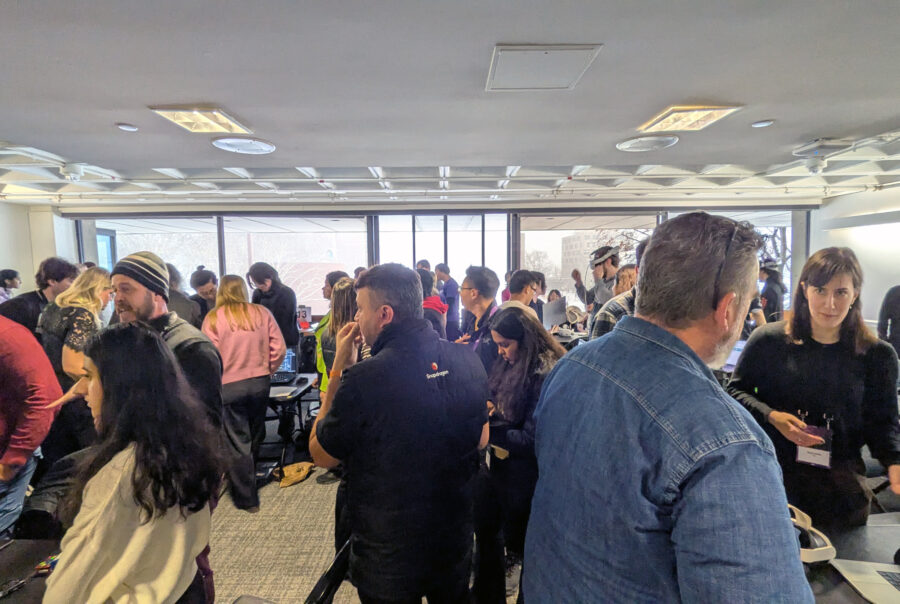 crowd gathered at hackathon.