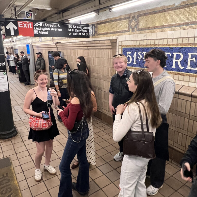 students in subway station
