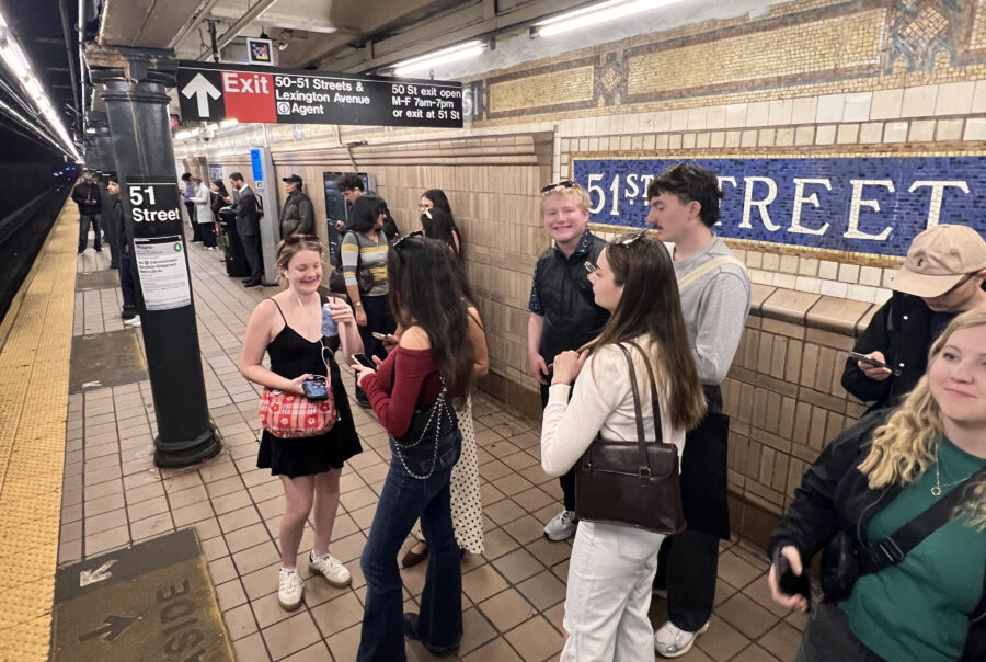 students in subway station