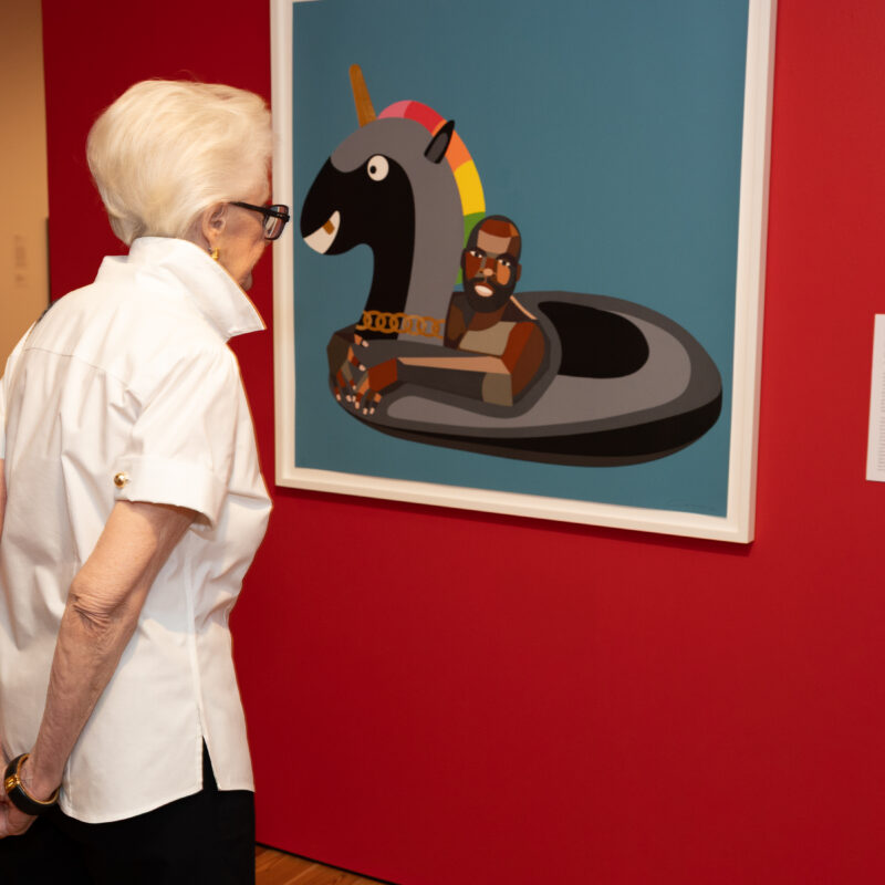 person viewing art