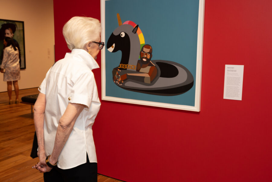 person viewing art