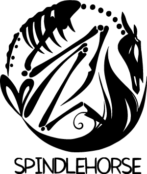 Black and white Spindlehorse logo