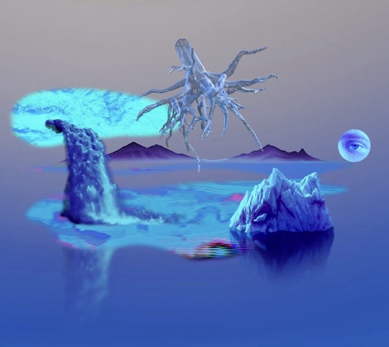 blue digital collage