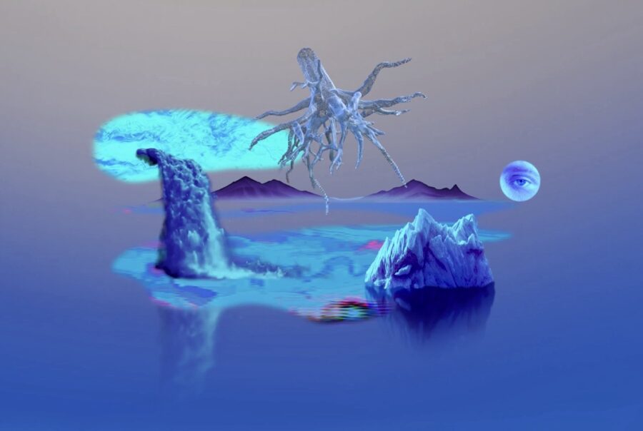 blue digital collage