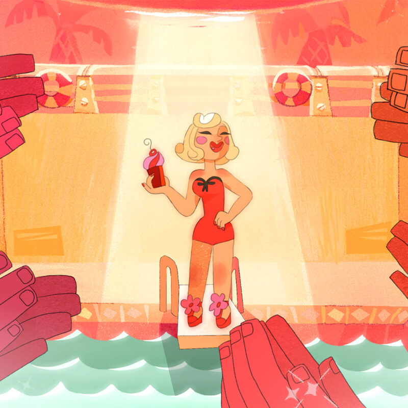 Illustration of a girl on an stage