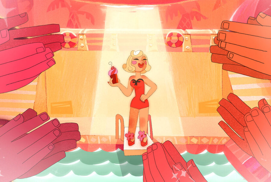Illustration of a girl on an stage