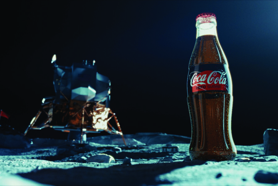 coke bottle with dark background